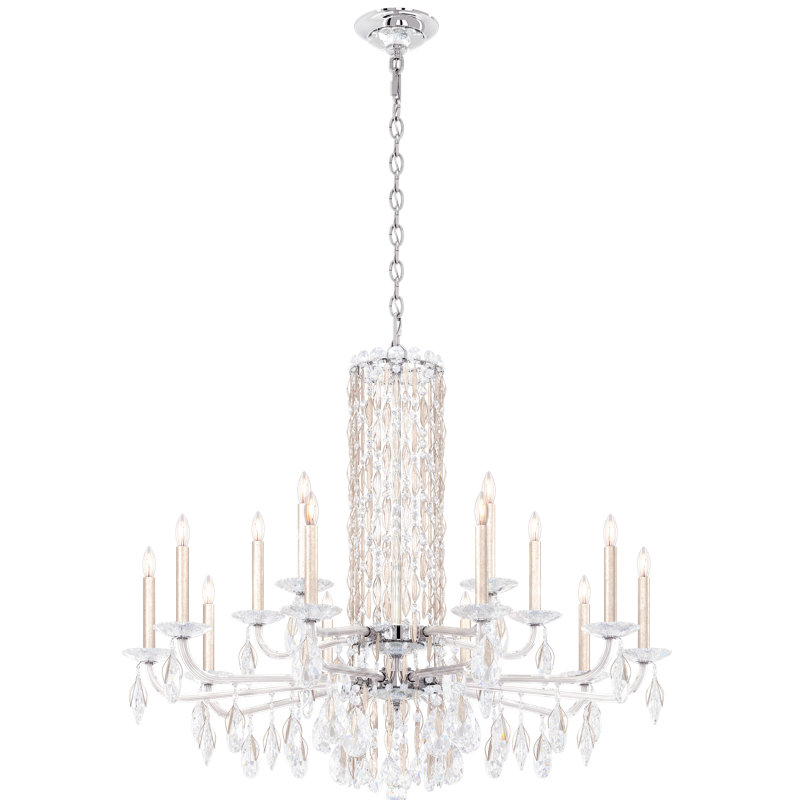 Antique Silver 15-Light Crystal Chandelier