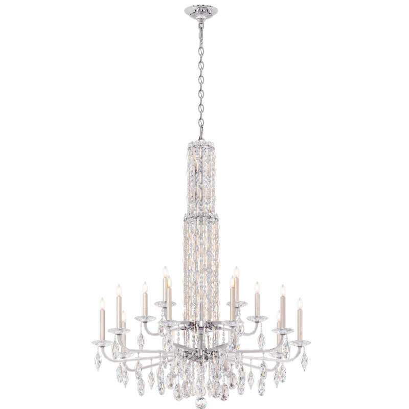 Sarella Antique Silver 17-Light Classic Chandelier with Clear Heritage Crystals