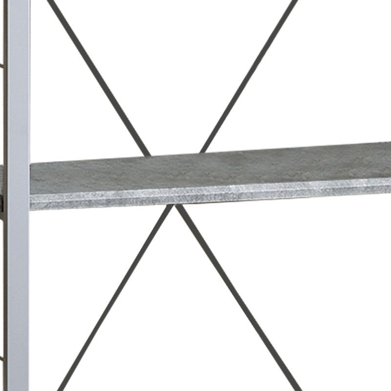 Gray Wood and Metal Industrial 4-Shelf Bookcase