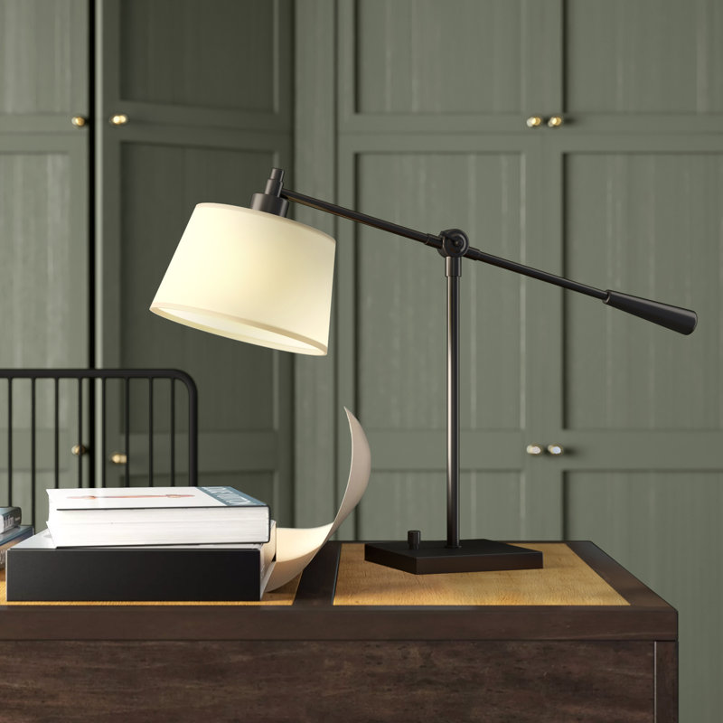Adjustable Deep Bronze 15.75" Table Lamp with Snowflake Fabric Shade