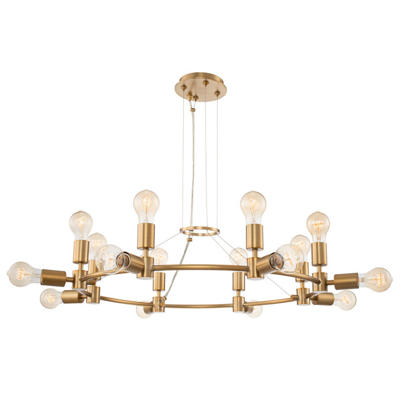 Winter Brass 16-Light Industrial Wagon Wheel Chandelier