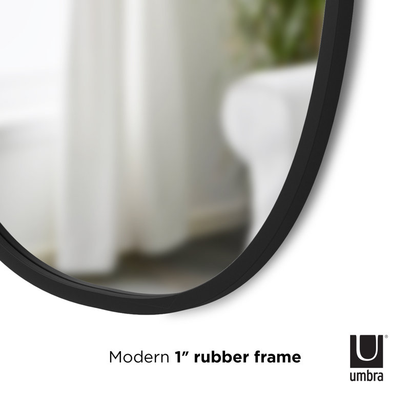 Modern Industrial Hub Oval Wall Mirror with Black Rubber Rim