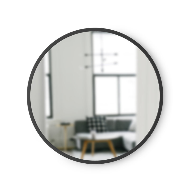 Umbra Hub 20" Industrial Black Rubber Round Wall Mirror
