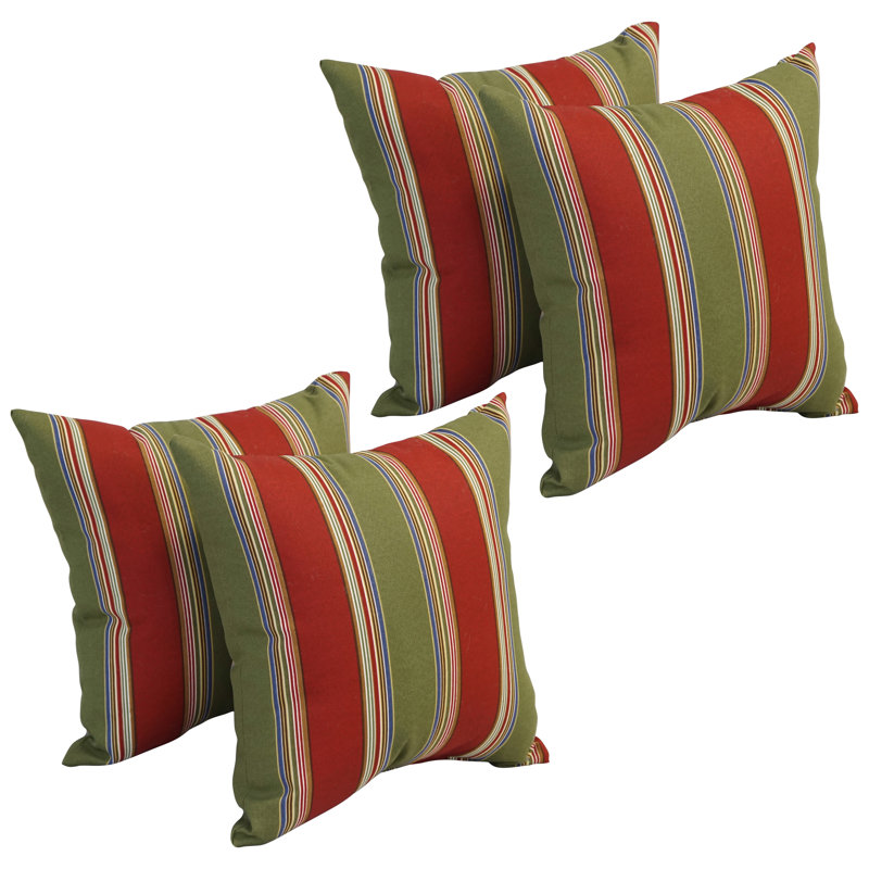 Set of 4 Striped Square Outdoor Polyester Throw Pillows