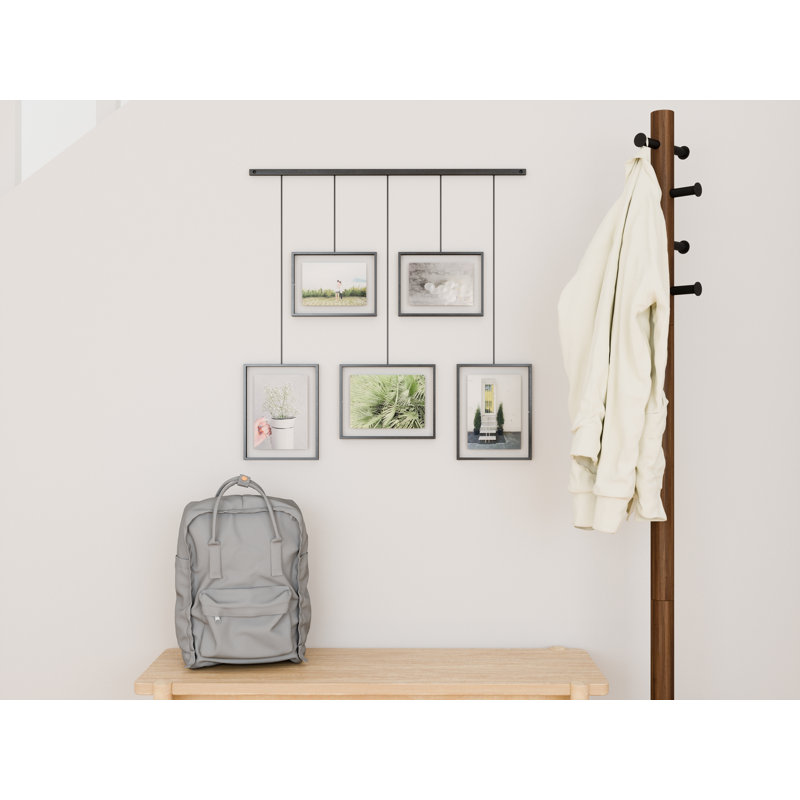 Exhibit Ledge Black Metal 5-Picture Frame Set for Modern Wall Display