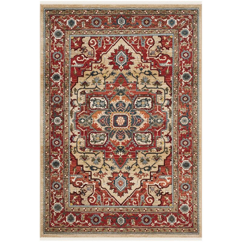 Ralph Lauren-Inspired Quentin Hand-Knotted Red & Beige 4'x6' Area Rug