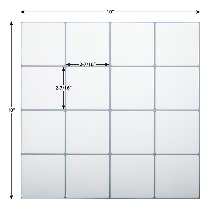 White Self-Adhesive Interlocking PVC Wall Tiles, 10x10