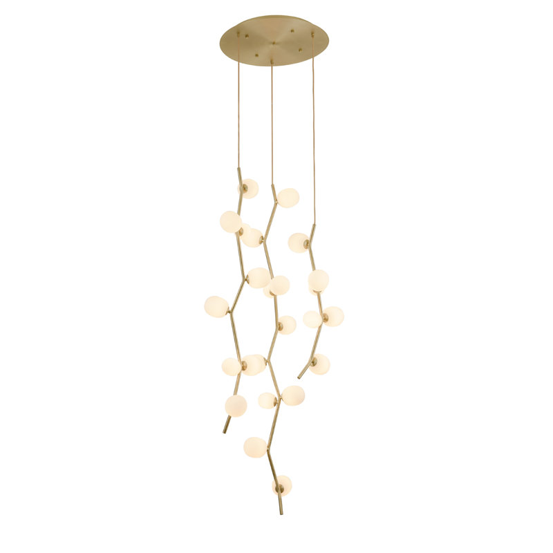 Elegant Hampton 72'' Brass Globe Multi-Light Pendant with White Glass