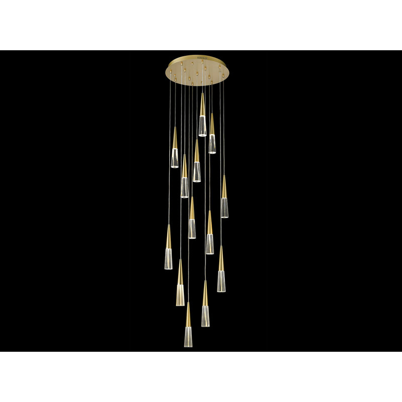 Encino Contemporary 240" Crystal & Brass LED Tiered Chandelier