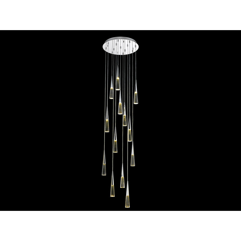 Avalon Crystal Cascade LED Chandelier in Polished Chrome