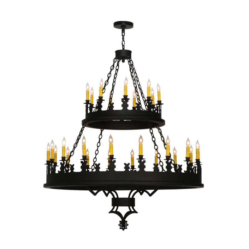 Gothic Rustic Black 27-Light Candle-inspired Chandelier