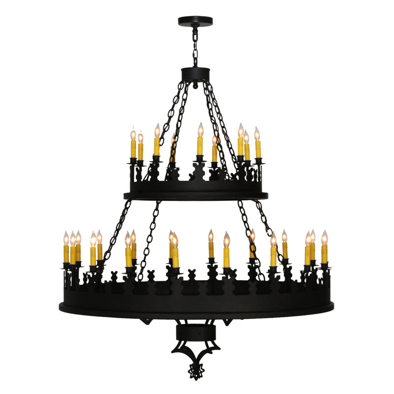 Gothic Rustic Black 27-Light Candle-inspired Chandelier