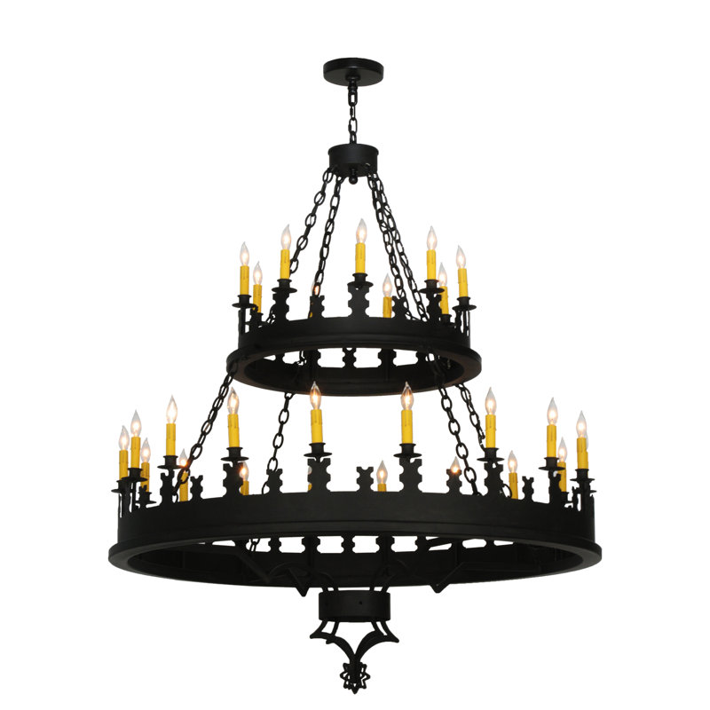 Gothic Rustic Black 27-Light Candle-inspired Chandelier