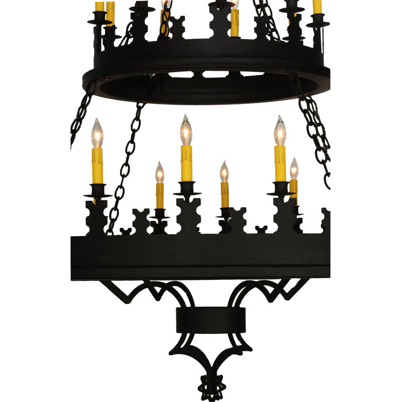 Gothic Rustic Black 27-Light Candle-inspired Chandelier