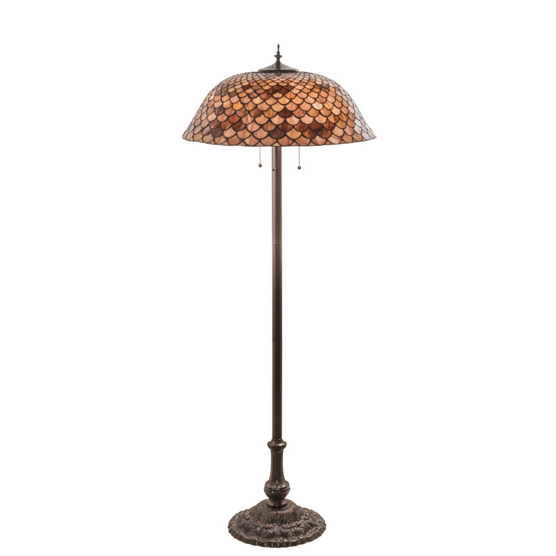 Mahogany Bronze Stained Glass 3-Light Floor Lamp