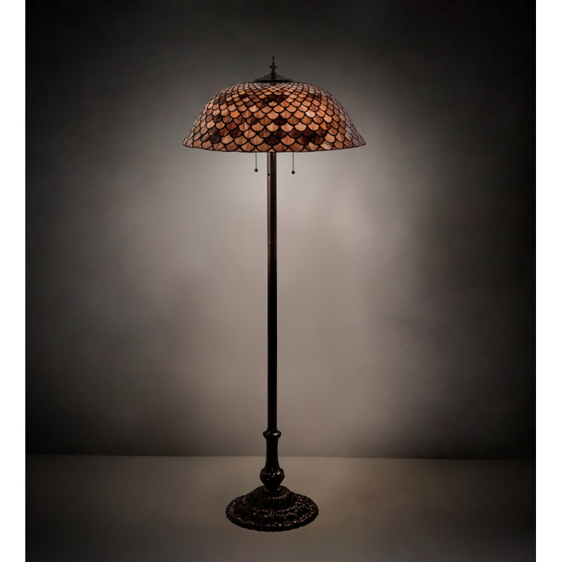 Mahogany Bronze Stained Glass 3-Light Floor Lamp