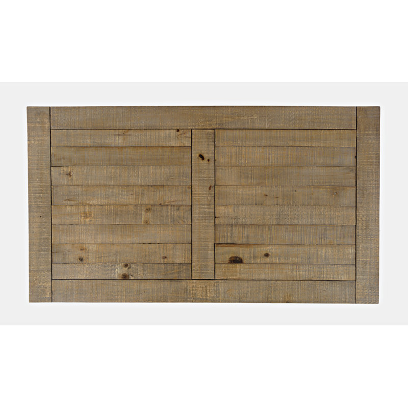 Transitional Trestle Base Rectangular Coffee Table in Distressed Pine