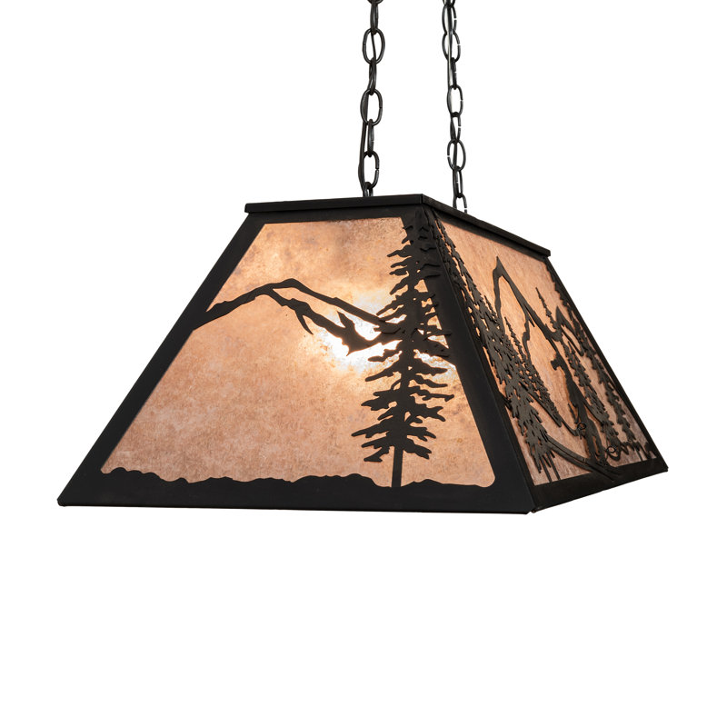 Bronze and Glass Ski Scene LED Island Pendant Light