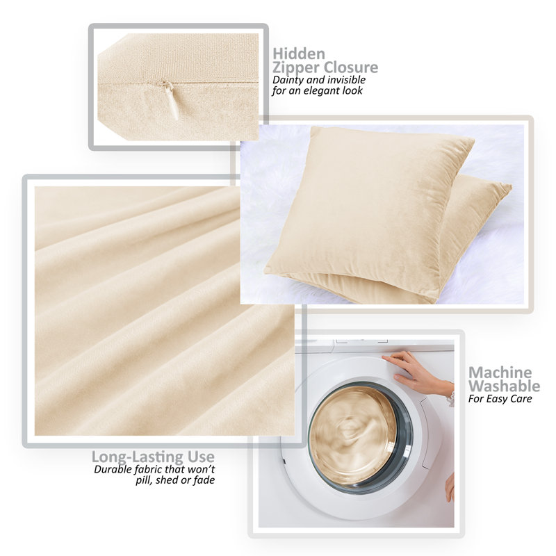 Velvet Hypoallergenic Square Euro Pillow Covers, Set of 4