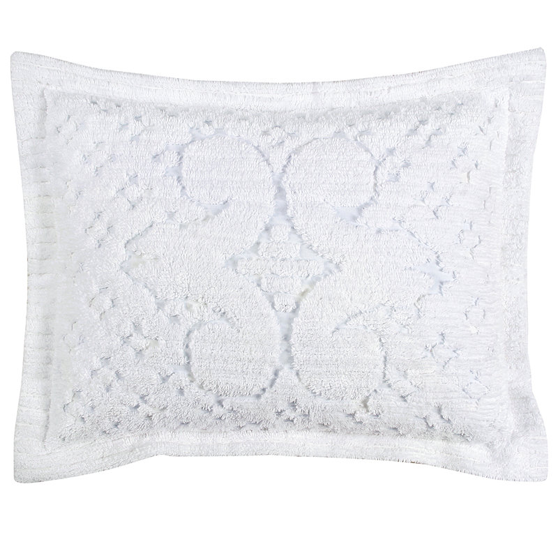 White Twin Cotton Reversible Tufted Medallion Bedspread Set