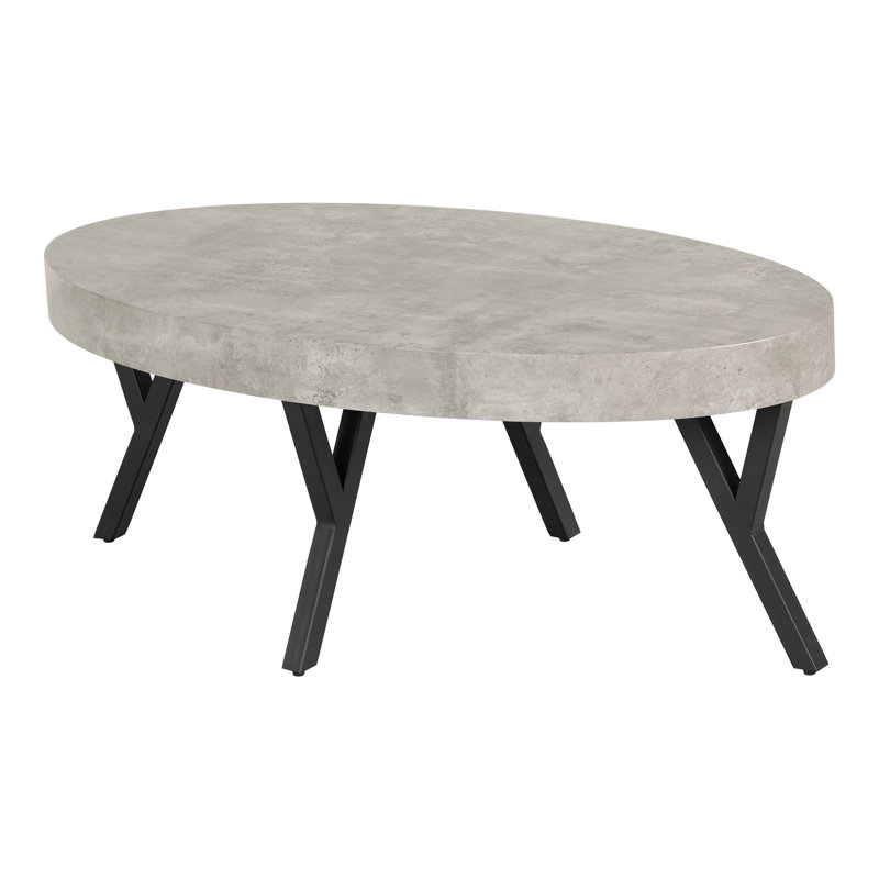 Urban Industrial Chic Oval Wood Coffee Table with Metal Legs