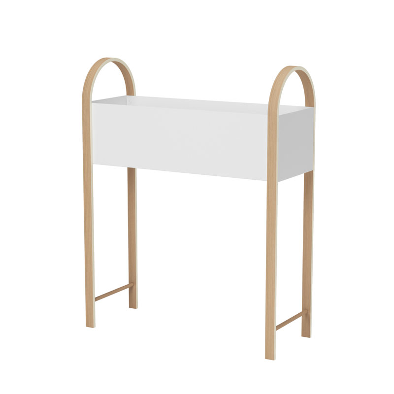 Bellwood Elevated White Metal Planter with Wooden Legs