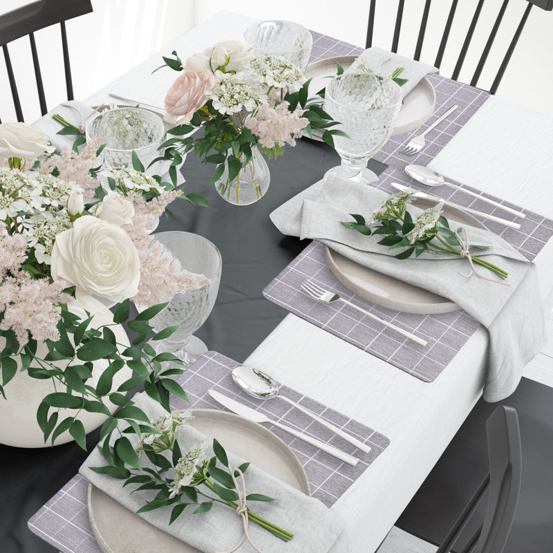 Gray Geometric Vinyl Rectangle Placemats Set of 8