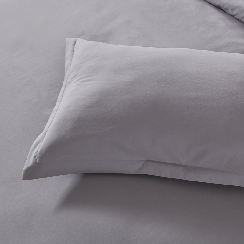 Gull Gray Twin/Twin XL Cotton Duvet Cover Set with Zipper Closure