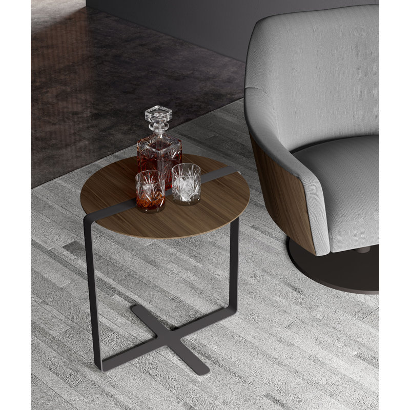 Walnut and Steel Rectangular Modern End Table