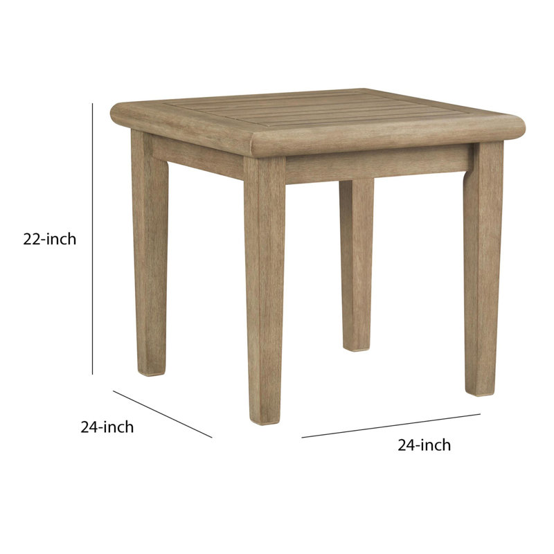 Transitional 24'' Square Brown Eucalyptus Wood End Table