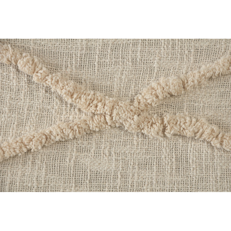 Birch & Cream Handwoven Cotton Throw Blanket with Fringe Accents