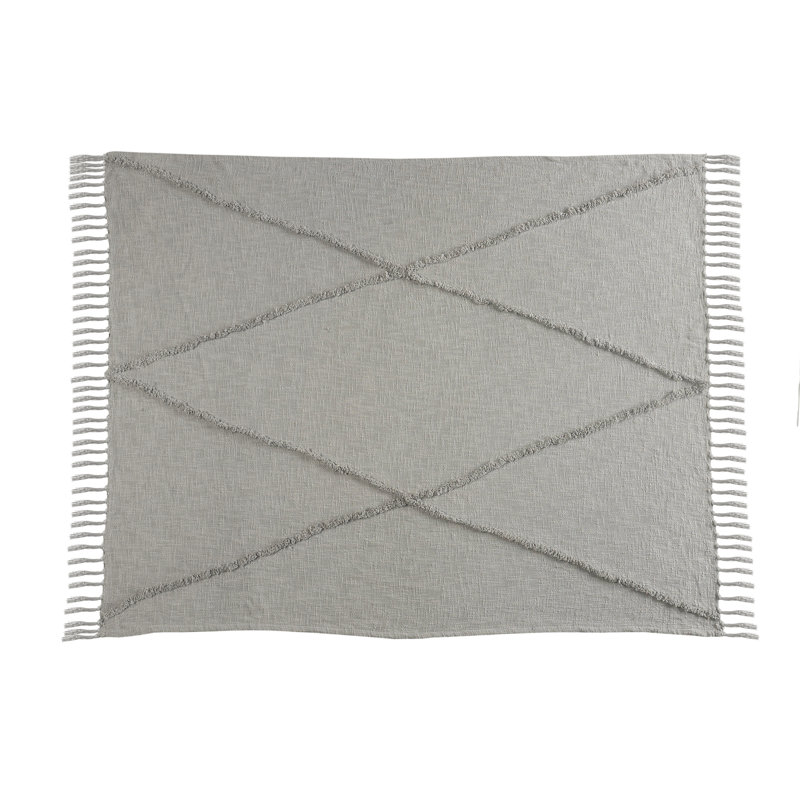 Light Gray Knitted Cotton Throw Blanket 50" x 60"