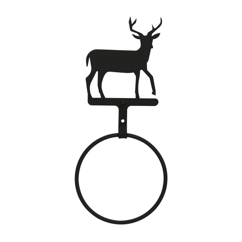 Black Iron Deer Silhouette Towel Ring Holder