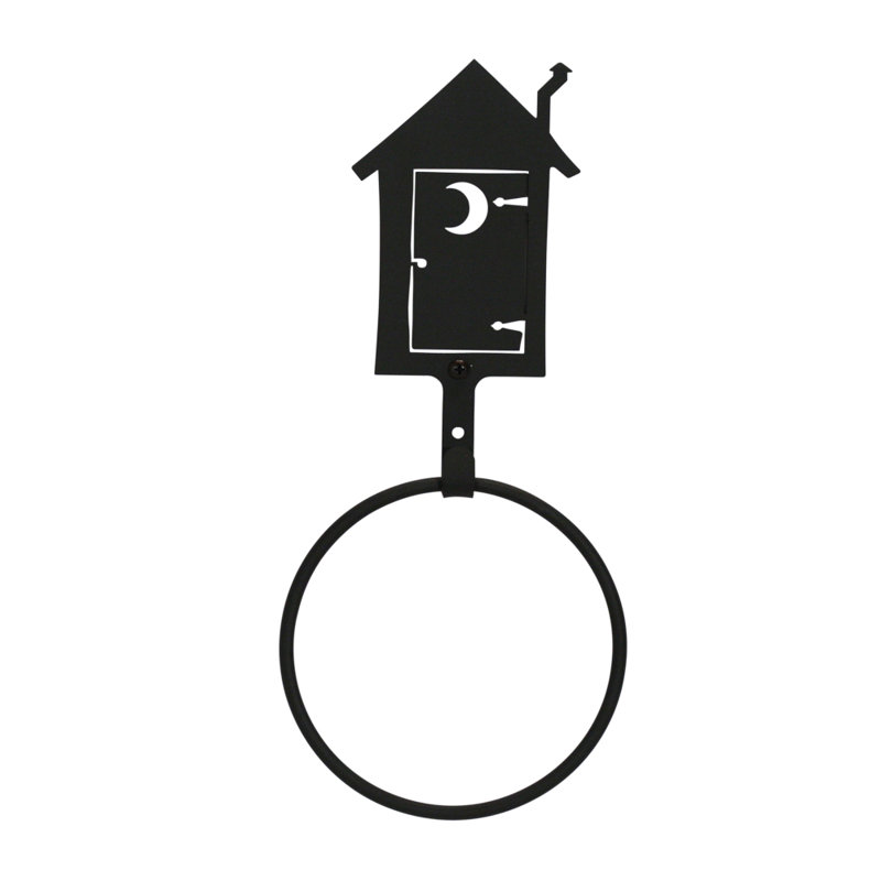 Black Iron Outhouse Wall Mounted Towel Ring