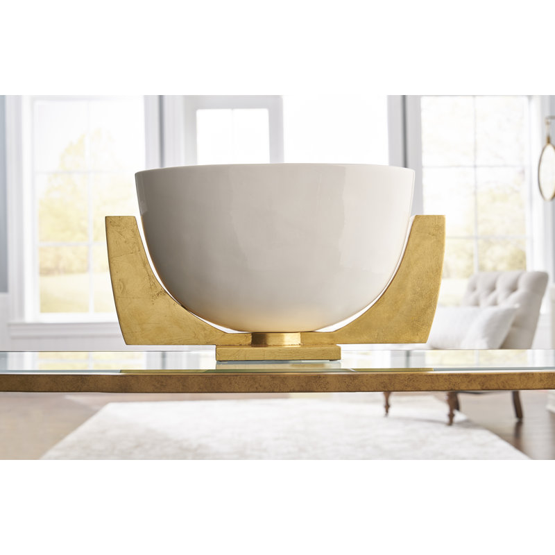 Gloss White Porcelain Bowl with Gold Stand