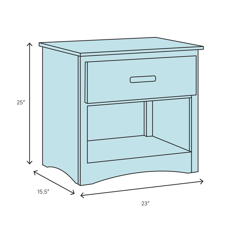 Slate Gray Universal 1-Drawer Nightstand with Open Shelf