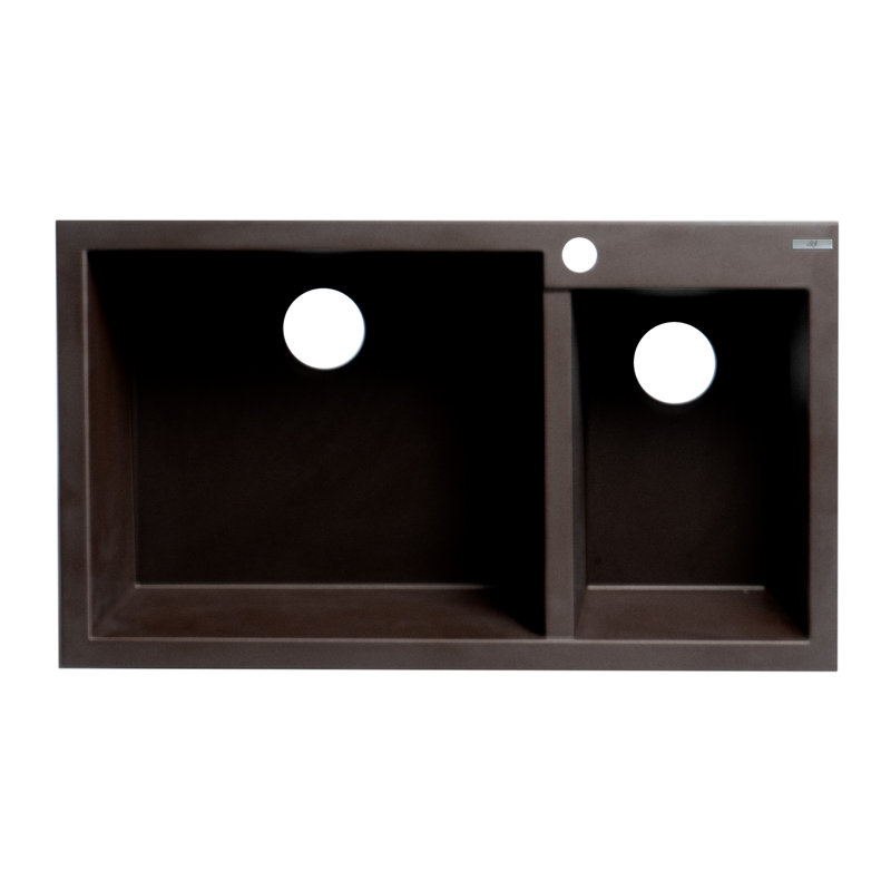 Chocolate Granite Double Bowl Drop-In Kitchen Sink