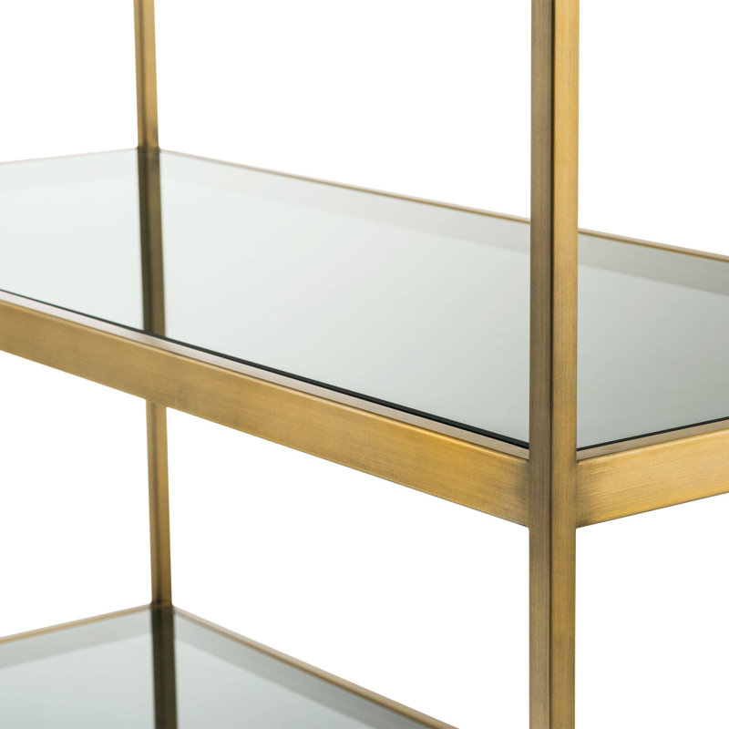 Brushed Brass and Glass 5-Tier Etagere Bookcase