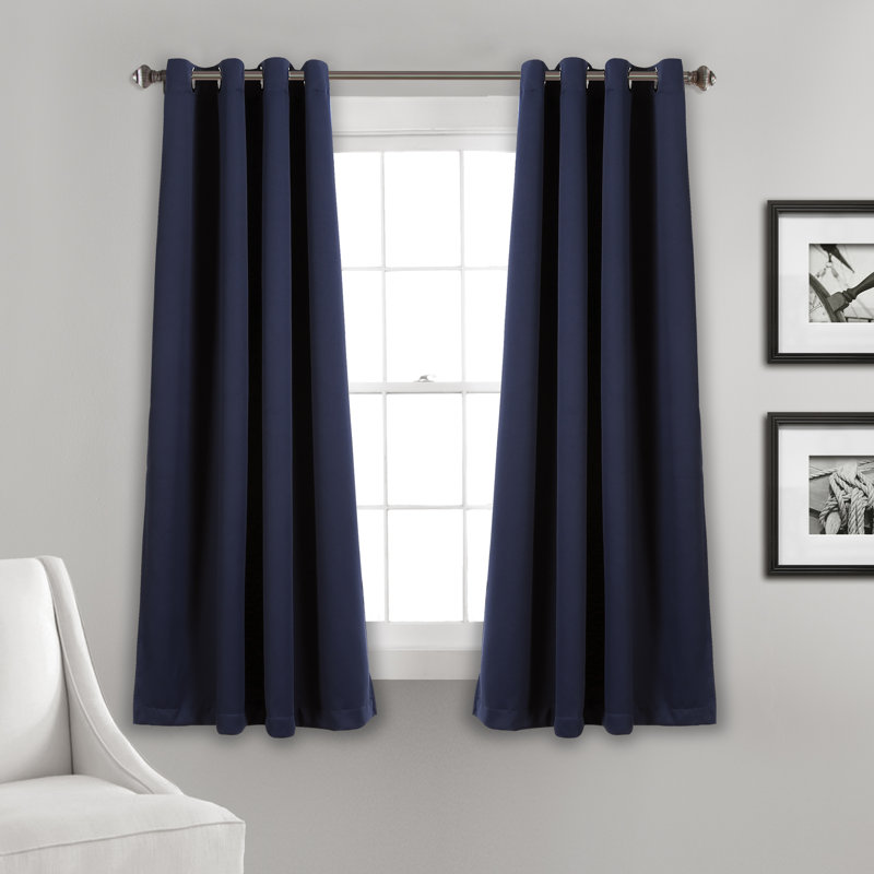 Navy Insulated Grommet Blackout Curtain Panels, Set of 2
