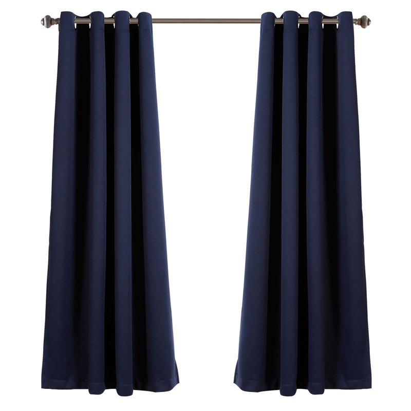 Navy Insulated Grommet Blackout Curtain Panels, Set of 2