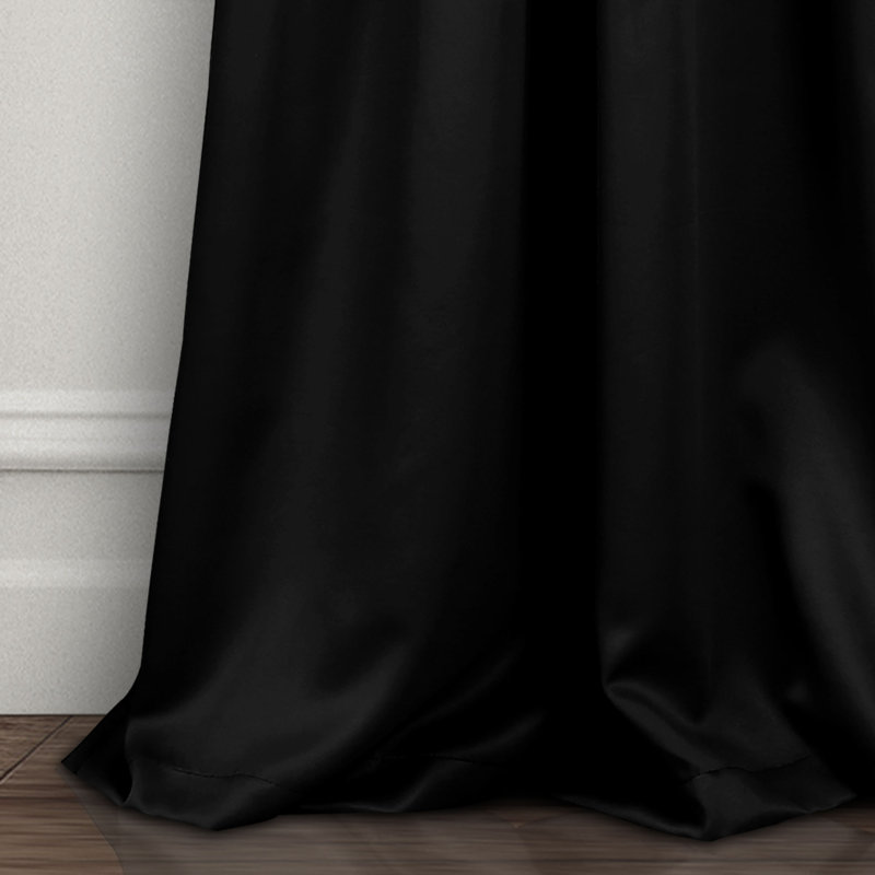 Black Insulated Polyester Blackout Grommet Curtain Panels, 52"W x 95"L