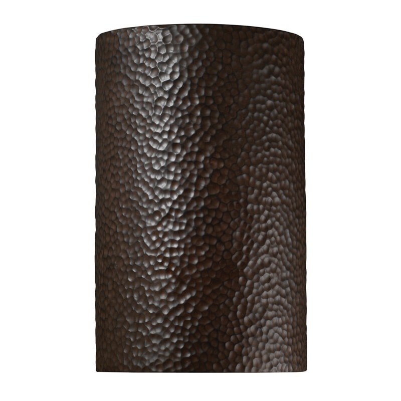 Hammered Iron Cylinder Ceramic Outdoor Wall Light