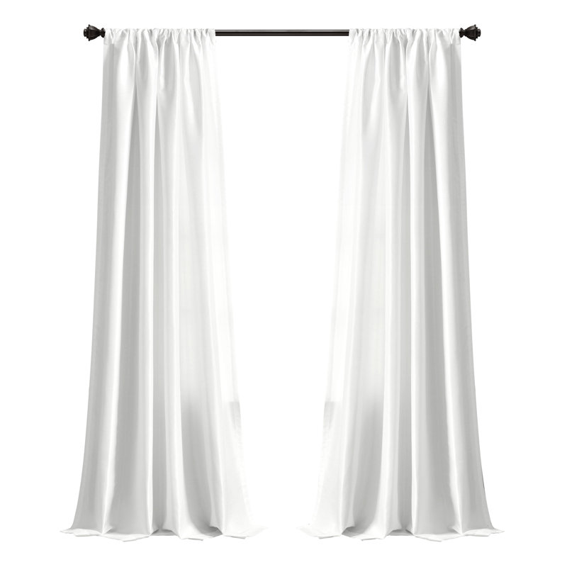 Elegant White Faux Silk 84" Rod Pocket Light-Filtering Curtain Panel