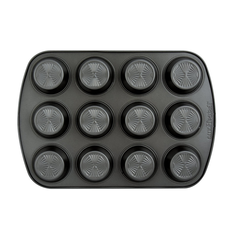 Ash Gray Non-Stick 12-Cup Steel Muffin Pan