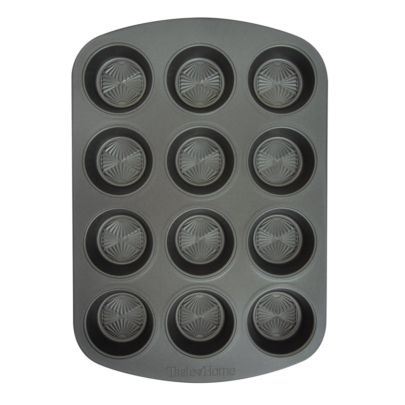 Ash Gray Non-Stick 12-Cup Steel Muffin Pan