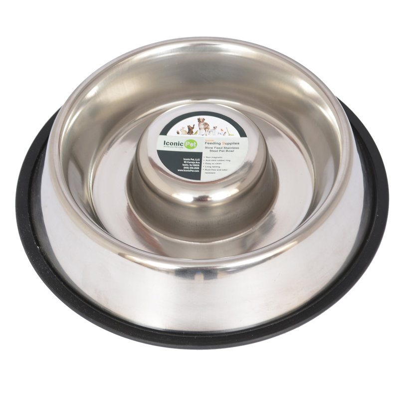 Medium Stainless Steel Anti-Skid Slow Feeder Pet Bowl