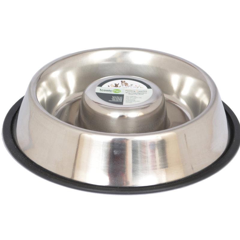 Medium Stainless Steel Anti-Skid Slow Feeder Pet Bowl