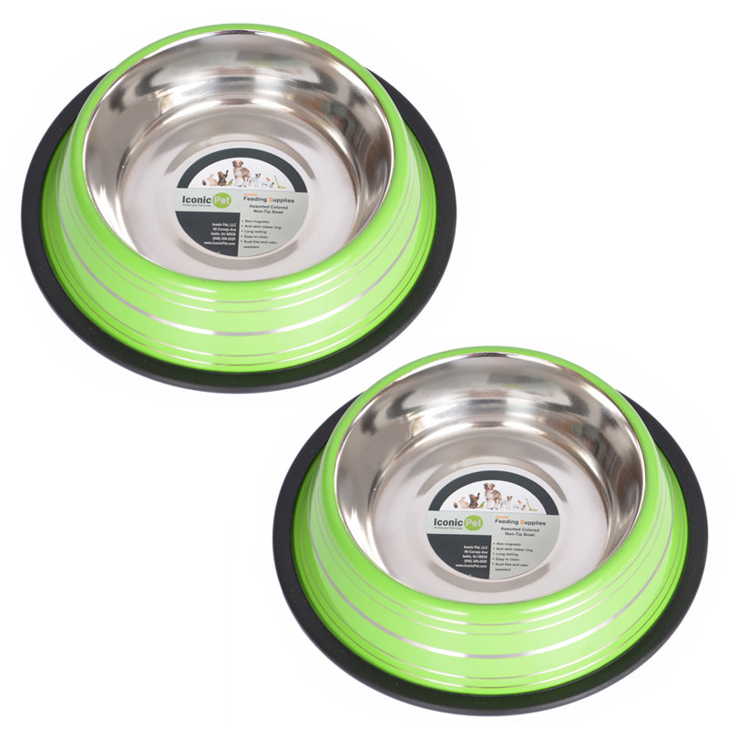 Green Stainless Steel Non-Skid Pet Bowl, 16 Oz