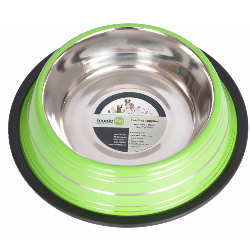 Green Stainless Steel Non-Skid Pet Bowl, 16 Oz