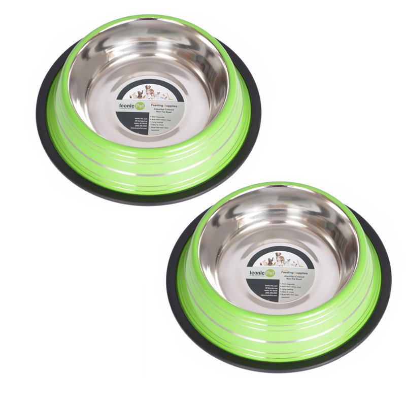 Green Stainless Steel Non-Skid Pet Bowl, 16 Oz